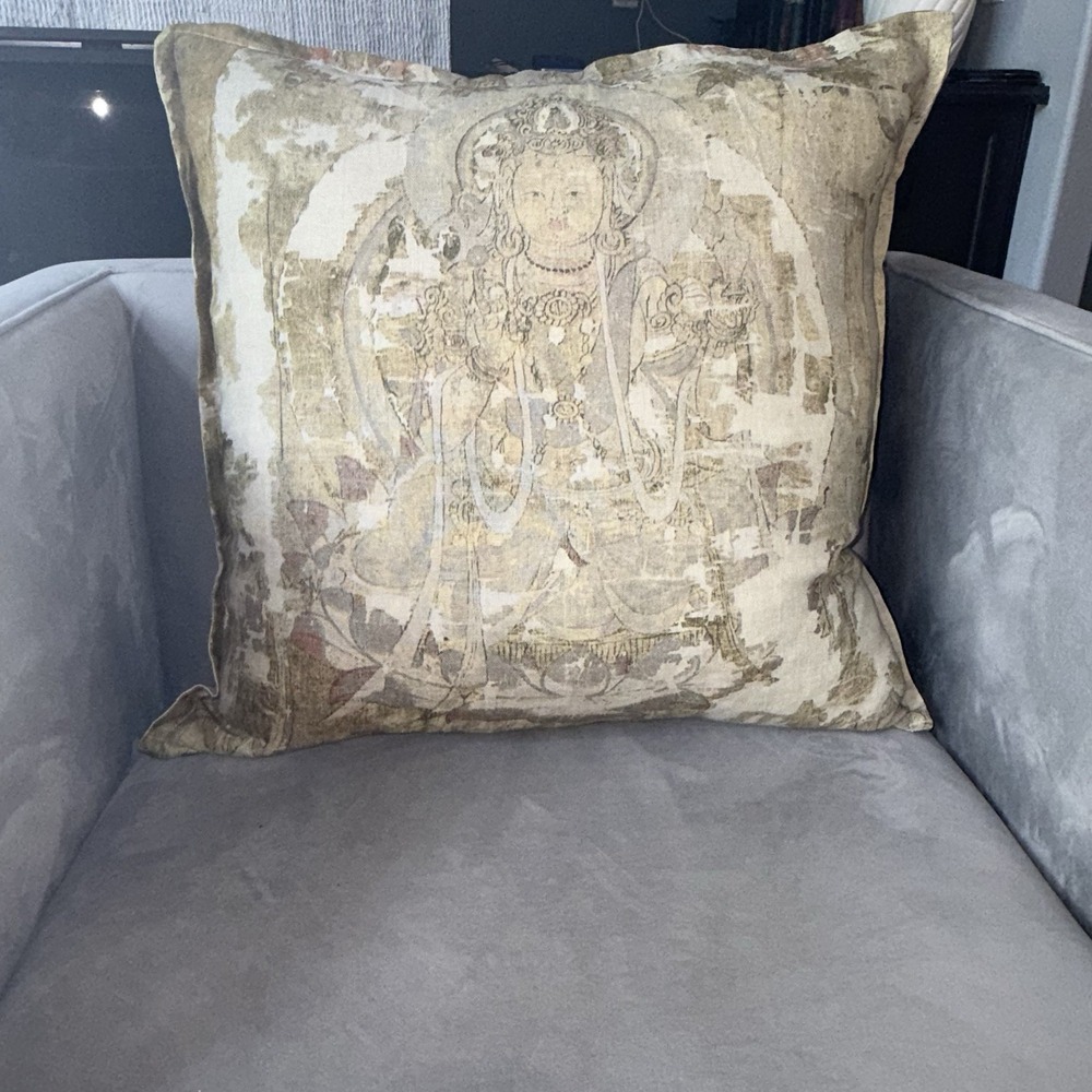 Pine Cone Hill Linen Pillow (COVER ONLY) 22x22 Buddha Zen Global Boho Meditative - Picture 12 of 12